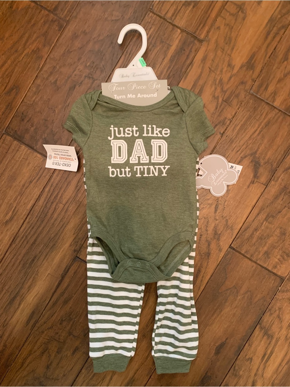 Baby Four-Piece Set "Just Like Dad but Tiny" - Green